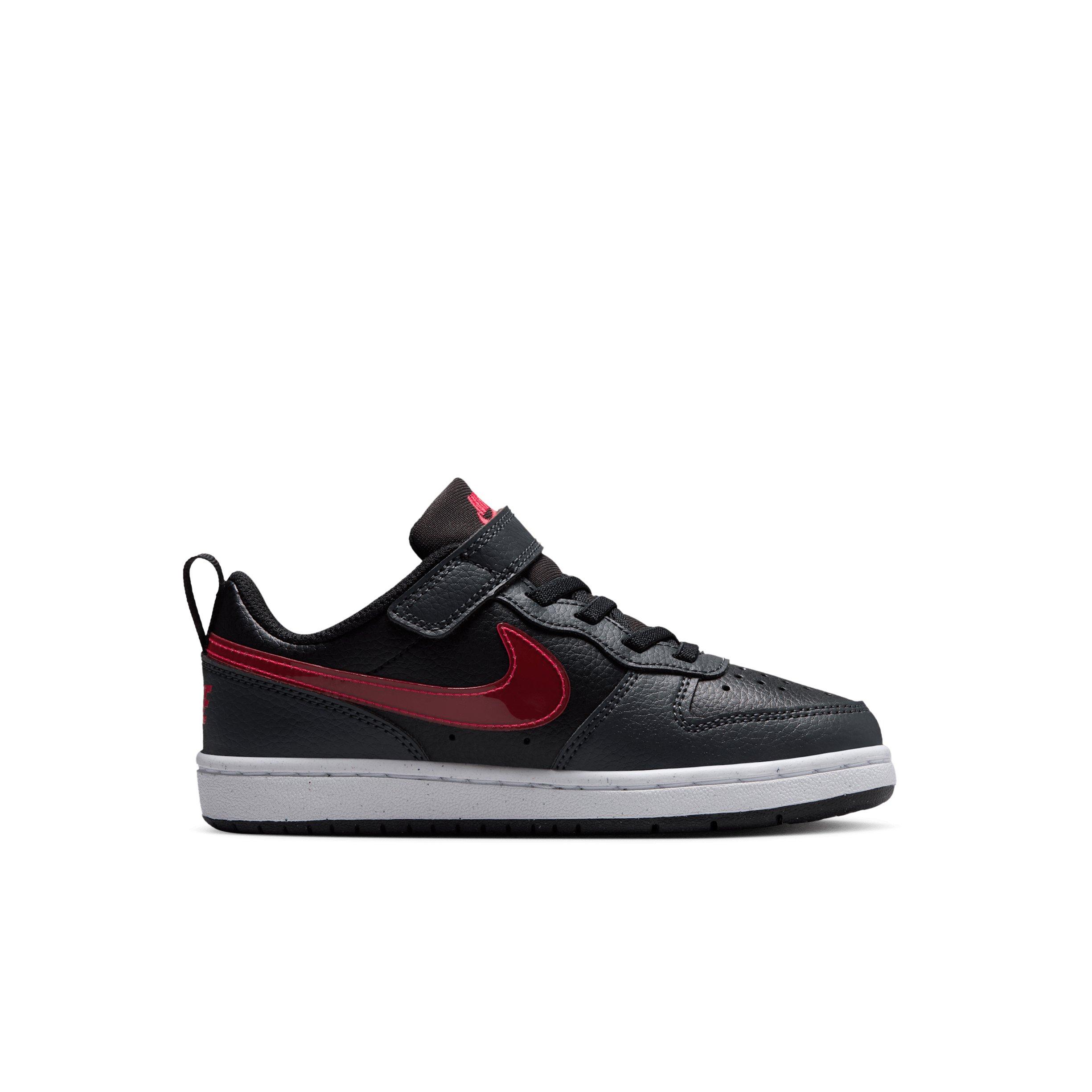 Nike Court Borough Low "Black/Anthracite/White/University Red" Preschool Boys' Shoe - BLACK/ANTHRACITE/WHITE/RED